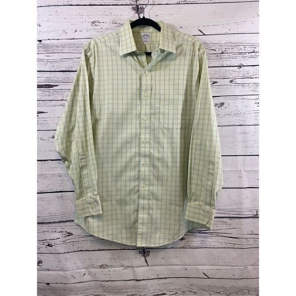 Brooks Brothers slim, fit button-down shirt in green with blue size 16/34 - Picture 1 of 5